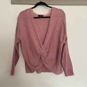 Brand New a.n.a V-Neck Knotted Sweater in Pink